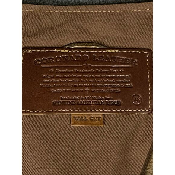 Coronado Leather Mens Vest 48Tall Cut Bison Concealed Carry Pockets Nickel snaps - Picture 4 of 16